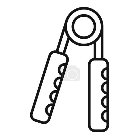 Black and white outline drawing of a hand grip strengthener, suitable for fitness concepts