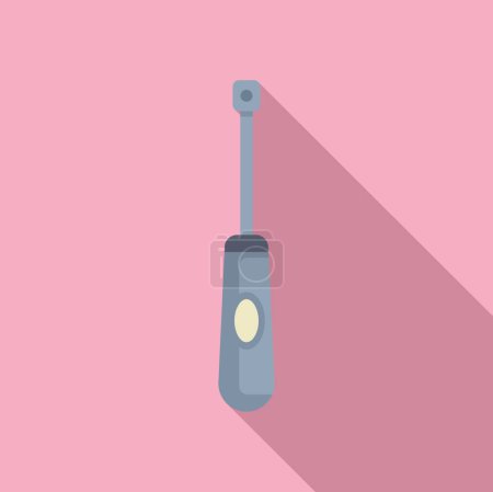 Illustration vectorielle au design plat d'une brosse à dents électrique contemporaine sur fond rose tendre