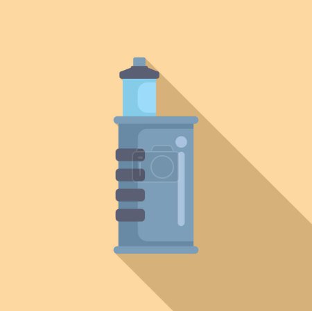 Icono de una botella de agua reutilizable en estilo de diseño plano con efecto sombra sobre un fondo beige