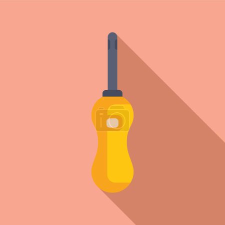 Vector illustration of a flat design, minimalist yellow and black screwdriver on a warm pastel background