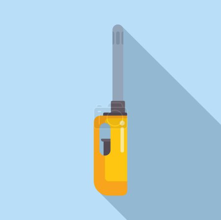 Vector illustration of a yellowhandled screwdriver with a flat head, casting a shadow