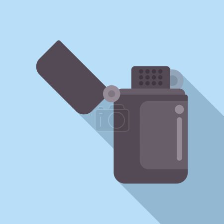 Vector illustration of a classic fliptop lighter in a modern flat design style with a shadow
