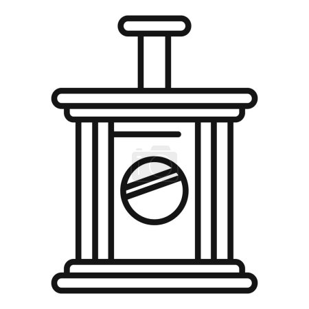 Vecteur noir et blanc minimaliste d'un pilier de justice et marteau symbolisant l'ordre public