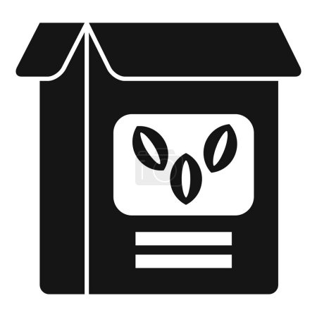 Illustration for Illustration of a seed packet icon in black and white for gardening and agriculture design, featuring a simple vector silhouette of a seed packet with a leaf, perfect for branding and packaging - Royalty Free Image