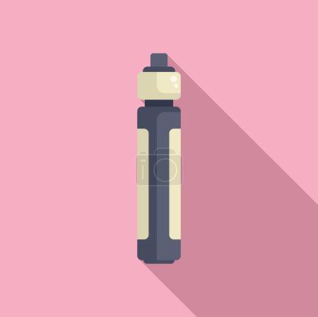 Minimalistic flat design of a modern vape pen, with a soft shadow, against a pastel pink background