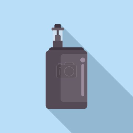 Minimalistisches Vektordesign eines dunklen Seifenspenders mit Pumpe, mit Schatten auf hellblauem Hintergrund