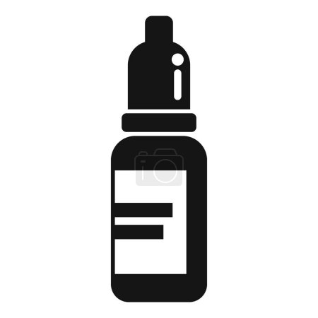 Ilustración vectorial simple en blanco y negro de una botella cuentagotas, aislada sobre fondo blanco