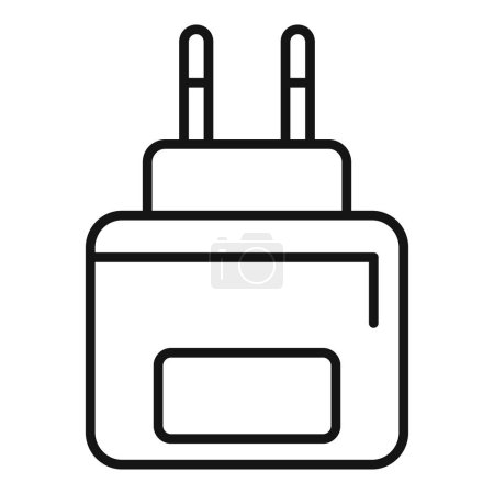 Ilustración de Ilustración en blanco y negro de un adaptador de enchufe eléctrico minimalista - Imagen libre de derechos