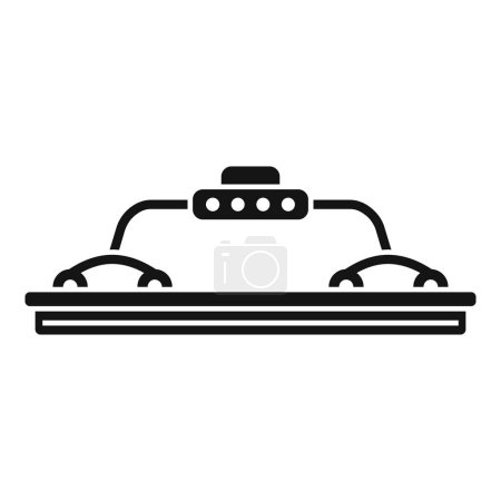 Black and white vector icon depicting a contemporary kitchen extractor hood above a stove top