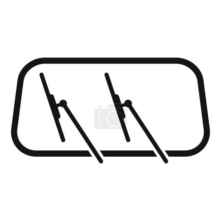 Ilustración de Icono de espejo retrovisor minimalista en blanco y negro con un diseño de línea de arte elegante y simple. Ilustración vectorial aislada. Accesorio esencial del vehículo para la seguridad y la visibilidad durante la conducción en carretera - Imagen libre de derechos