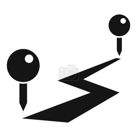 Black and white vector illustration of an abstract path with two pinpoints