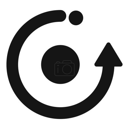 Einfaches schwarzes kreisförmiges Pfeil-Symbol, das Bewegung oder Aktualisieren darstellt, isoliert auf weißem Hintergrund zur einfachen Verwendung in Designs