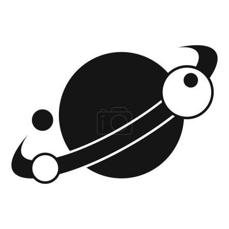 Simplistic black and white vector artwork depicting planets in orbit