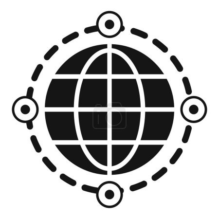 Modern black and white global network icon design with vector graphic depicting worldwide internet connectivity and communication technology