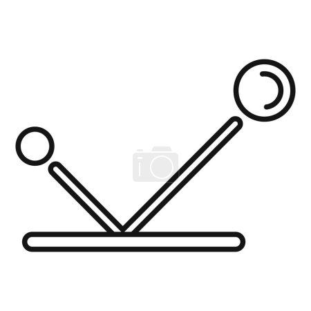 Illustration for Minimalist line art icon of a newtons cradle, depicting momentum conservation - Royalty Free Image