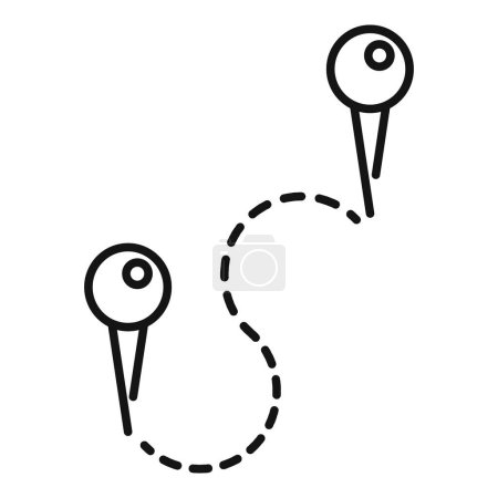 Ilustración de Arte de línea minimalista de un camino entre dos alfileres de ubicación, que simboliza un viaje o dirección - Imagen libre de derechos