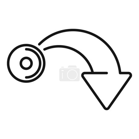 A simplistic black and white illustration of a down curving arrow, perfect for varied design uses