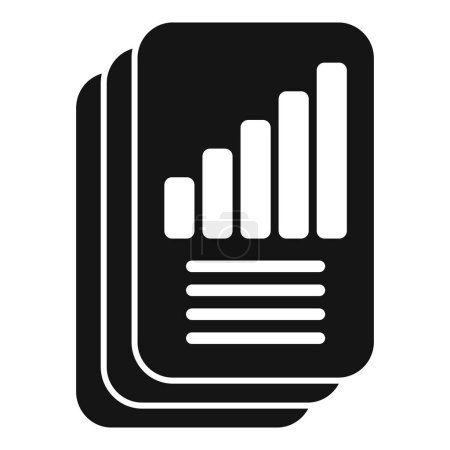 Black and white vector icon of a bar graph report suitable for business presentations