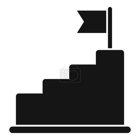 Black silhouette icon depicting stairs leading to a goal flag, symbolizing success and achievement