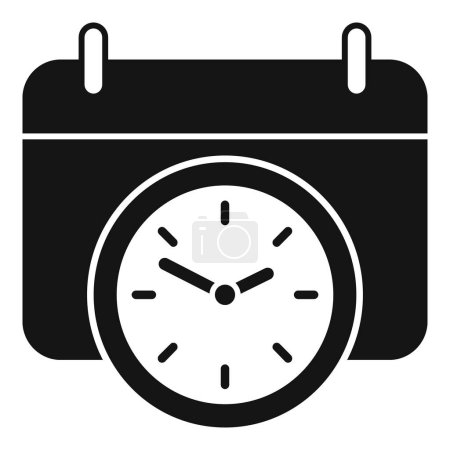 Efficiently manage your time with a minimalist black and white calendar and clock icon vector graphic symbol for business productivity and organization in a web design or office application