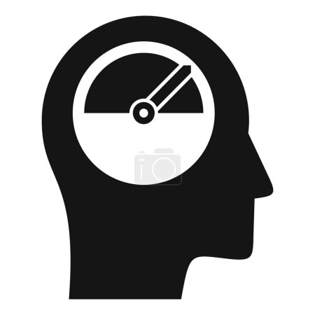 Silueta de un perfil de cabeza humana con un indicador en el interior, que simboliza el rendimiento mental o el nivel de estrés