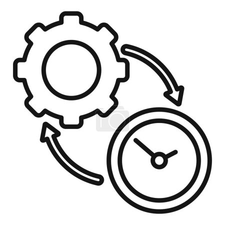 Effizientes Zeitmanagement-Konzeptsymbol mit Uhren- und Getriebesymbolen für Produktivität, Organisation, Planung und Workflow-Optimierung im modernen Business