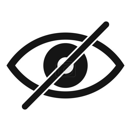 Icono vectorial abstracto que simboliza la vista invisible, la privacidad, la seguridad y la prohibición con una simple ilustración de diseño gráfico en blanco y negro