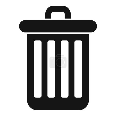Vector illustration of a simple black trash can icon, perfect for web and app use