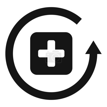 Modern healthcare upgrade concept icon with circular arrow and medical cross symbol in vector illustration
