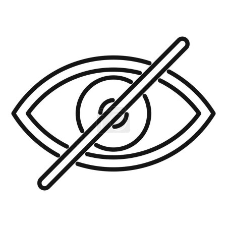 Ilustración vectorial de un símbolo de la vista gorda con una línea cruzada, que denota prohibición o concepto de novisibilidad