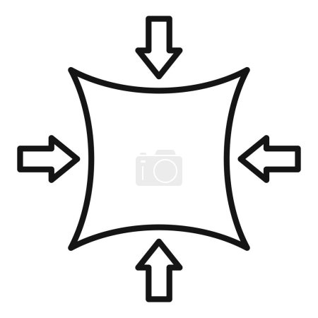 Icône de ligne minimaliste des flèches pointant vers l'extérieur depuis un carré, symbolisant l'expansion ou le redimensionnement