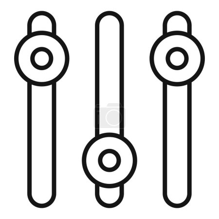 Graphic illustration of three vertical levers in a minimalistic, line art style