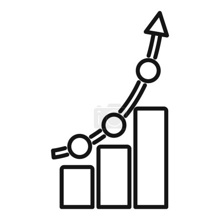 Icono negro de un gráfico de barras con lupa y flecha que indica análisis y crecimiento ascendente