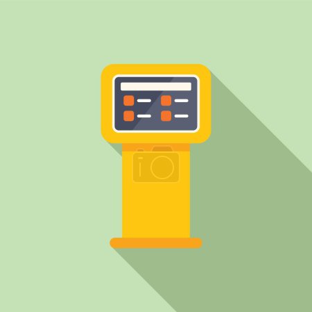 Vector illustration of a modern ticket vending machine icon with a flat design on a pastel background