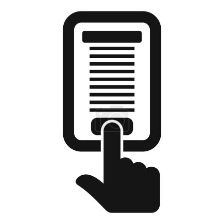 Graphic icon representing a hand selecting a digital document or a touch screen interface
