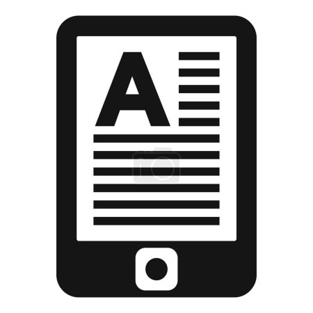 Simplified representation of an ebook reader device in black and white icon format