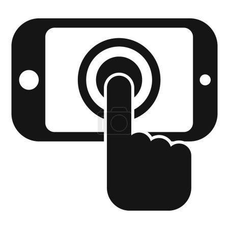 Vector illustration of a modern touchscreen smartphone icon in black and white. Representing digital technology and interaction with a simple user interface design