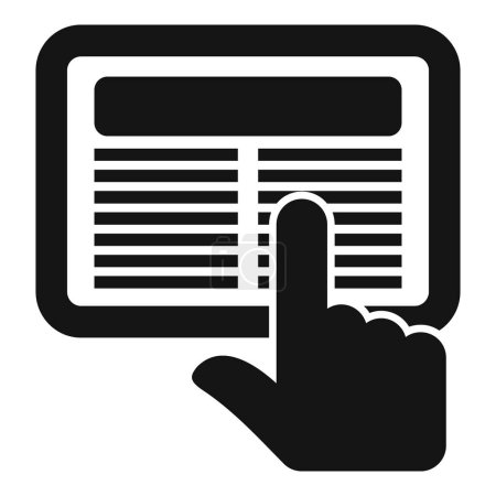 Simple black and white touchscreen gestures icon representing intuitive touchpoint interaction technology for smartphone, tablet, computer, and other modern electronic devices