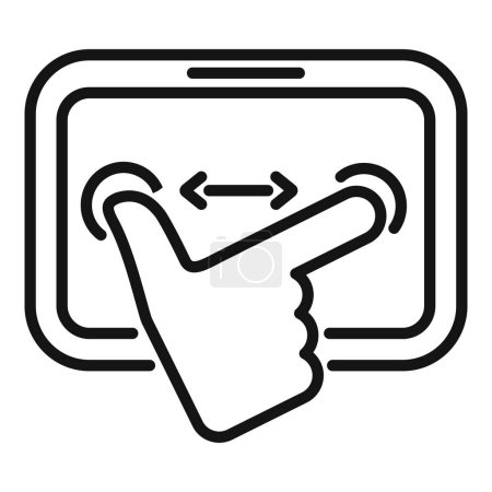 Linear touchscreen hand gesture icon illustration for interactive technology and digital interface with user experience and minimalistic design concept