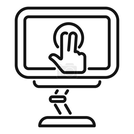 Illustration for Simple line art icon of a hand performing a touch screen gesture on a monitor - Royalty Free Image