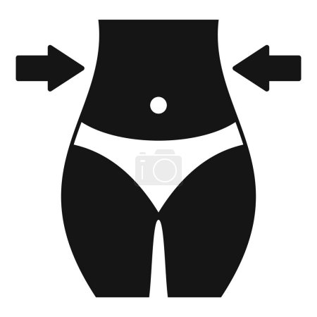Simple black and white icon representing waist reduction or weight loss with inward arrows