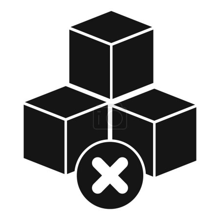 Illustration for Black and white illustration of threedimensional cubes with a prominent red x cancellation icon - Royalty Free Image