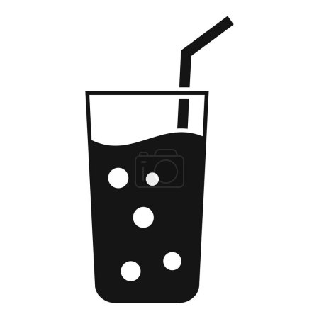 Refreshing soda drink icon illustration with a simple black and white vector graphic design, perfect for summer cafe menu or restaurant emblem