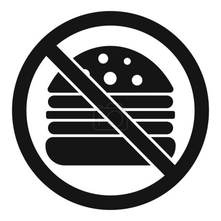 Ningún icono de signo de hamburguesa que representa la prohibición de comer poco saludable y el concepto de restricciones dietéticas. Con símbolo de prohibición de comida rápida. Advertencia de comida chatarra