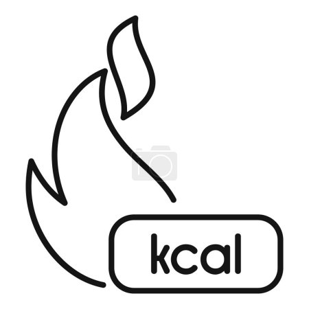 Simple minimalist black and white kilocalorie flame icon vector illustration for nutrition, diet, and health infographic and labeling with a focus on caloric intake and energy consumption