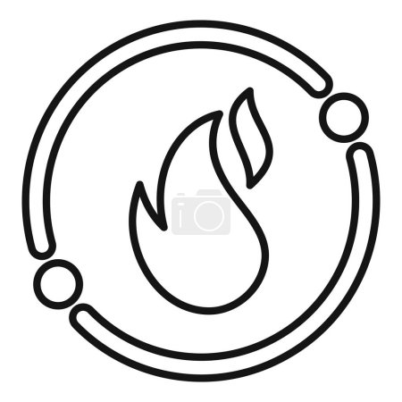 Clean vector illustration of a stylized flame encircled by a simple line, suitable for logos or app icons