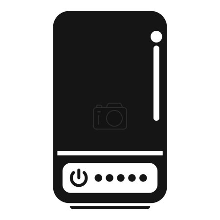 Vektor-Ikone eines PC-Turms in einem vereinfachenden Schwarz-Weiß-Design
