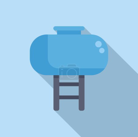 Illustration for Cartoon water tank illustration with modern flat design and simple vector artwork depicting a blue storage container - Royalty Free Image