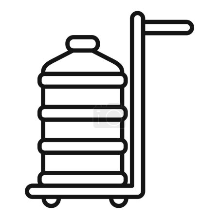 Vector image of a hand dolly cart transporting a large water jug