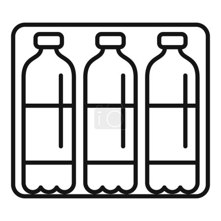 Schwarz-weiße Umrisse von drei Wasserflaschen aus Plastik